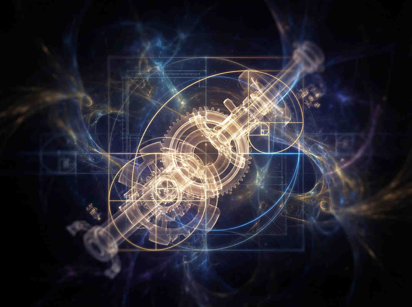 Abstract, beautiful render of a bird's syrinx vocal organ, rendered in crystalline silicon and gold light with Fibonacci energy flows.